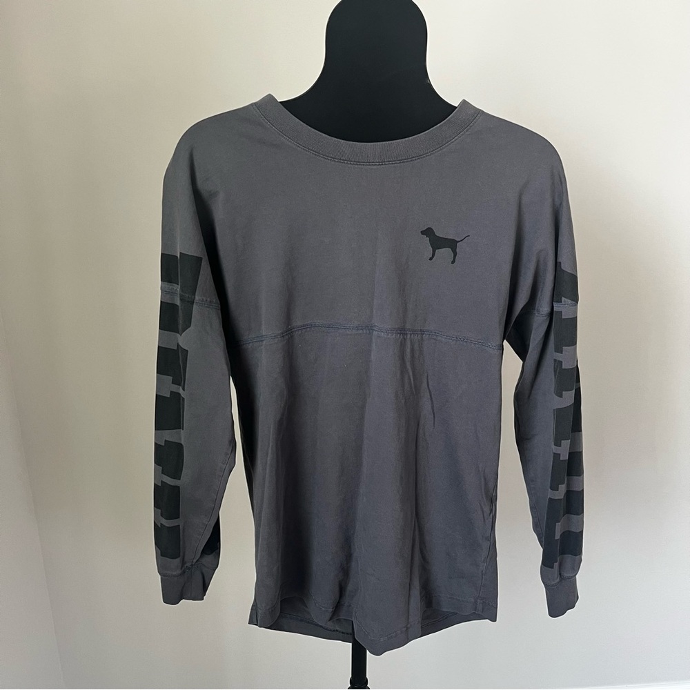 PINK Victoria's Secret Charcoal gray Long Sleeve Tee